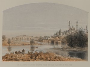 Ansicht der Steinbrücke von Moosah Bagh Ende der Stadt von David Scott Lieutenant Colonel (after) Dodgson