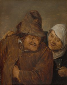 Zwei Bauern mit einem Glas Wein, um 1645 von David Teniers II