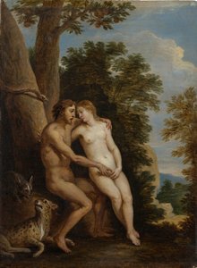 Adam und Eva im Paradies, 1650er von David Teniers the Younger