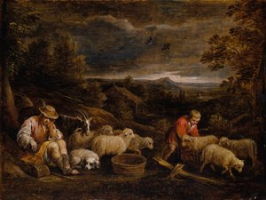 Hirten und Schafe von David Teniers the Younger