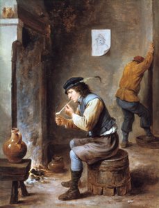 Raucher vor einem Feuer, 17. Jahrhundert von David Teniers the Younger