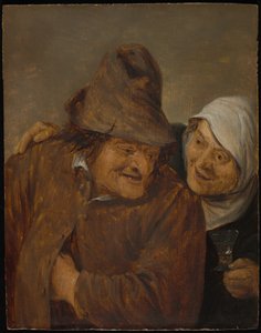 Zwei Bauern mit einem Glas Wein von David Teniers the Younger