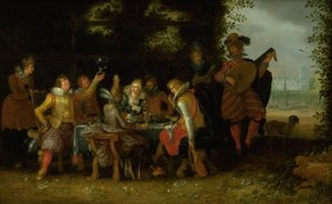 Bankett in einem Park (Der verlorene Sohn unter den Dirnen?) von David Vinckboons