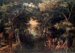 Landschaft mit dem Apostel Philippus, der den Eunuchen tauft, 1590-1632