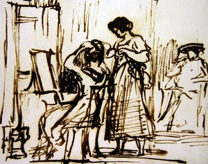 Ein Innenraum mit einer Frau, die ihr Haar frisiert von David Wilkie