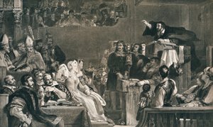 John Knox predigt vor den Lords der Gemeinde, 10. Juni 1559, um 1827, 1912 von David Wilkie