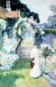 Pflege der Rosen in einem Garten in Cheshire von David Woodlock