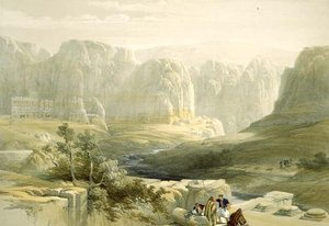 Petra Blick nach Süden, 9. März 1839, Platte 106 aus Band III von Das Heilige Land, graviert von Louis Haghe