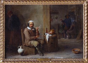 Ein Bauer raucht in einem Gasthaus von David Teniers the Younger