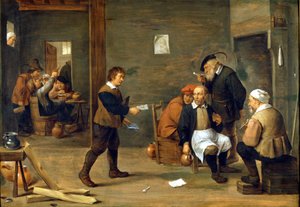 Eine Gruppe von Männern wärmt sich vor einem Kamin. Gemälde von David Teniers dem Jüngeren (1610 - 1690) Mailand, Museo del Castello. von David Teniers the Younger