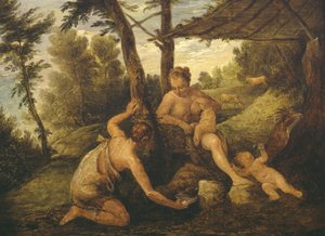 Adam und Eva nach der Vertreibung (nach Paolo Veronese und Werkstatt) von David Teniers the Younger
