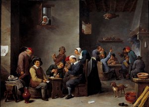 Kabarett-Interieur. Das Kartenspiel