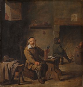 Älterer Mann in einer Taverne sitzend