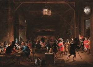Wachraum mit Affen, um 1633