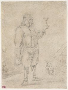 Bauer hebt ein Glas Wein, ca. 1644 von David Teniers the Younger