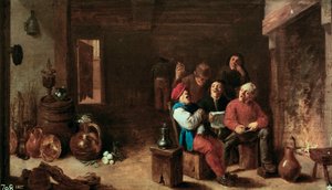 Singen in der Küche. Gemälde von David Teniers II der Jüngere (1610-1690). Öl auf Holz, ca. 1633, flämische Kunst. Prado-Museum, Madrid. von David Teniers the Younger