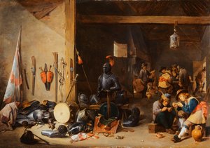 Das Innere eines Wachraums, ca. 1640er Jahre von David Teniers the Younger