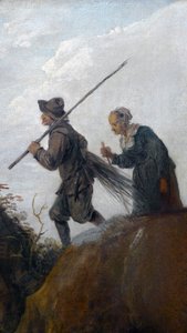 Die Holzfäller: (Detail) Paar von zwei alten Bauern von David Teniers the Younger
