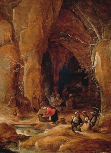 Vagabunden und Wäscherinnen in einer Höhle, von David Teniers II (1610-1690) von David Teniers the Younger
