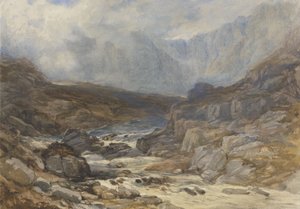 Walisische Bergszene mit reißendem Fluss von David the younger Cox