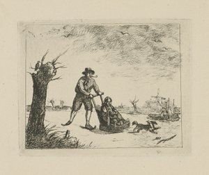 Winterlandschaft mit Schlittschuhläufer von David van der Kellen