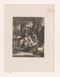 Familie in einem Garten, möglicherweise die Familie Van der Kellen
