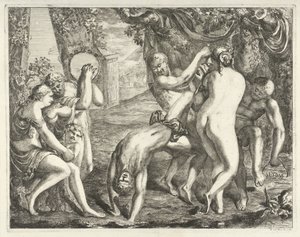 Landschaft mit einem Bacchanal von David van der Plas