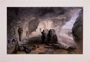 Ausgegrabene Kirche in den Höhlen von Inkermann, Blick nach Westen, Krim, Ukraine, 1855