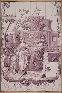 Fliesenplatte: Abraham vertreibt Hagar von De Bloempot Factory