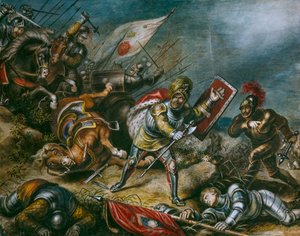 Ein Gemälde zeigt Richard III. im Kampf zu Fuß auf dem Bosworth-Feld