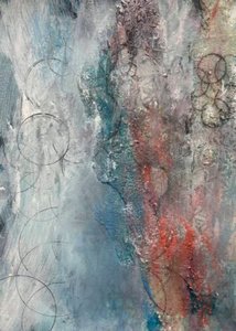 Abstrakte Blau-Rot-Schichten von Deb Chaney