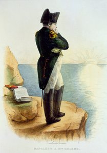Napoleon auf der Insel St. Helena, Illustration aus Le Plutarque Francais von E. Mennechet, graviert von Delaistre, 1835