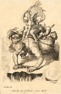 Mann, der von einem Dämon geritten wird (Gravur) von Delamotte Delamotte