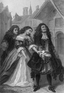 Monsieur de Pourceaugnac von Molière: Monsieur de Pourceaugnac, Julie und Oronte, Gravur von Delannoy nach einer Zeichnung von G. Staal