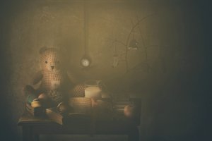 Nostalgischer Teddybär Stillleben von Delphine Devos
