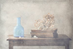 Rustikales Blaues Flaschen Stillleben von Delphine Devos