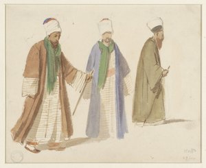 Kostümstudien von drei Derwischen in Kaffa von Denis Auguste Marie Raffet
