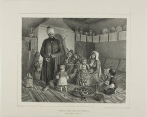 Tartar-Familie in ihrem Zuhause, Kapskhor, Krim, 21. Oktober 1837 von Denis Auguste Marie Raffet