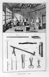 Pelzgeschäft mit muffgefütterten Wänden und Fellen an den Balken, 1751-1777