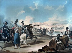 Russische Kavallerie greift französische Infanterie bei Borodino an von Denis Dighton