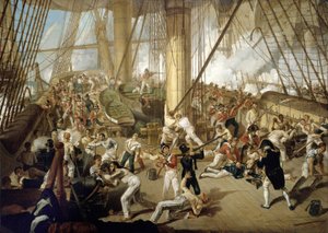 Der Fall von Horatio Nelson (1758-1805) in der Schlacht von Trafalgar, 21. Oktober von Denis Dighton
