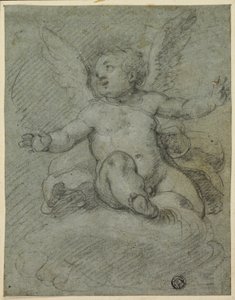 Putto auf Wolken sitzend