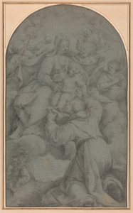 Der heilige Franziskus von Assisi verehrt die Jungfrau und das Kind von Denys Calvaert