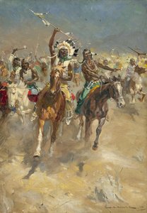 Angreifende Indianer zu Pferd