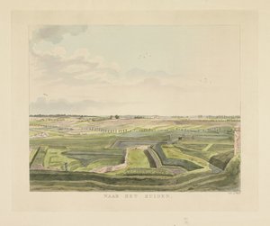 Ansicht der Landschaft südlich von Nijmegen (Nach Süden) (Gesichter rund um die Stadt Nijmegen) (Geldersch Panorama oder Rundansicht vom Leben gezeichnet auf Belvedere in Nymegen)