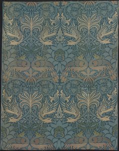 Tafel mit dem Titel Pfau und Drache von Designed by William Morris
