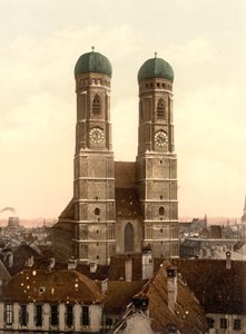 Frauenkirche, München, Bayern, Deutschland, Photochromdruck, ca. 1900 von Detroit Publishing Co.