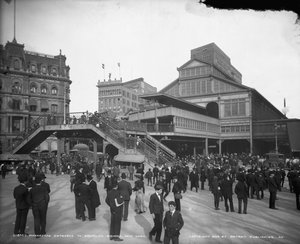 Manhattan-Eingang zur Brooklyn Bridge, New York, ca. 1905