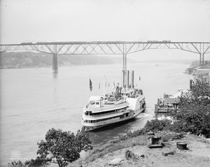 Über und unter der Poughkeepsie-Brücke, Poughkeepsie, N.Y., ca. 1906