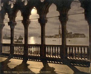 San Georgio vom Dogenpalast bei Mondschein, Venedig, Italien, ca. 1890-1900 von Detroit Publishing Co.